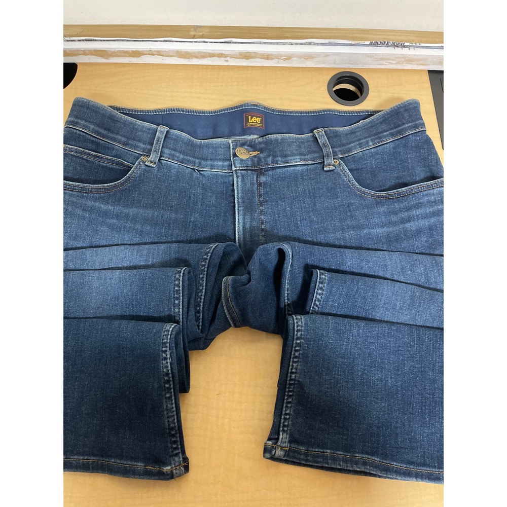 Lee Smarter Fit Blue Denim Jeans Womens 20W Medium Mid Wash Stretch Straight Leg